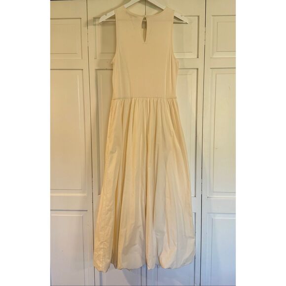 Loft NWT cream poplin bubble hem midi dress size 6 - Picture 6 of 12